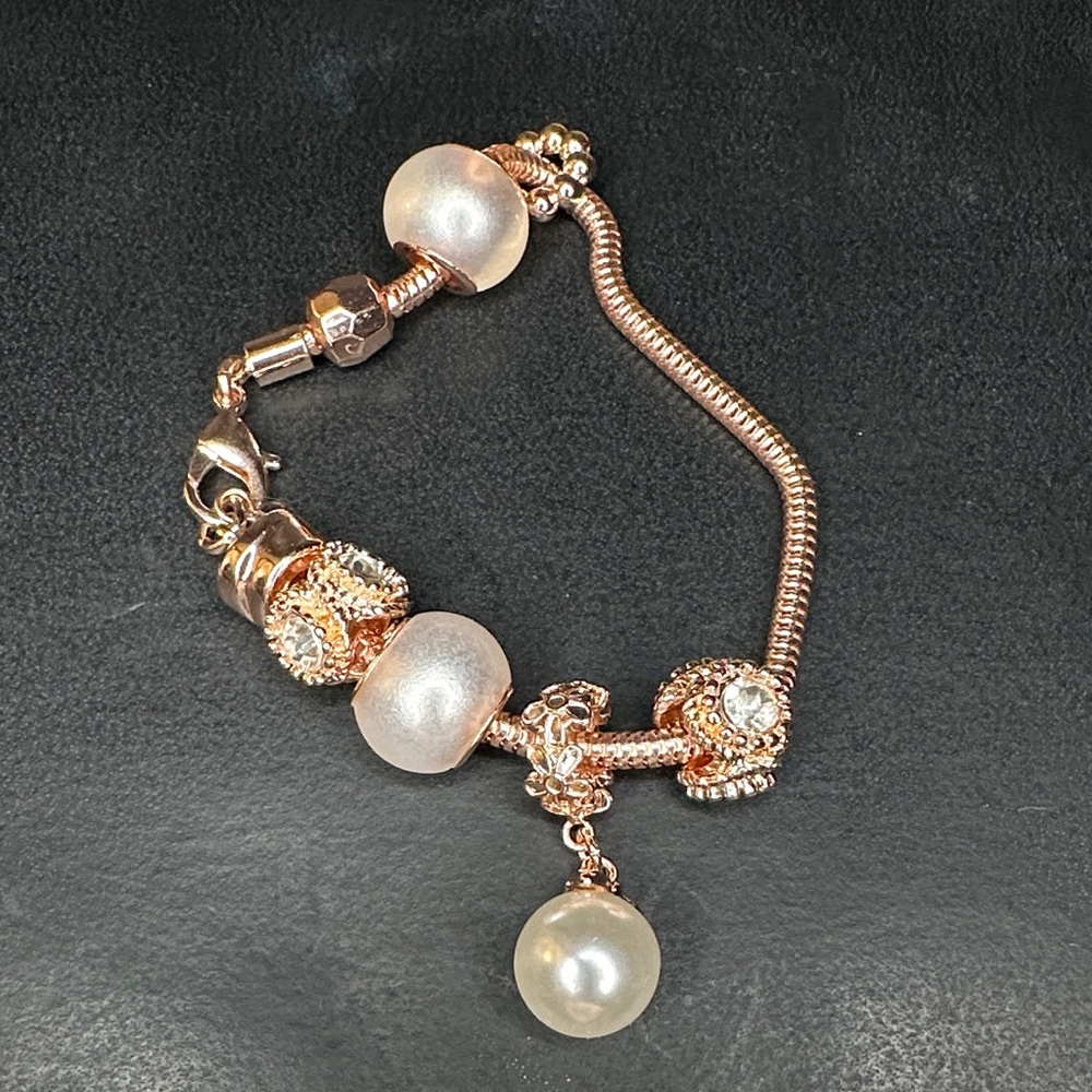 Elegant Pearl Charm Bracelet